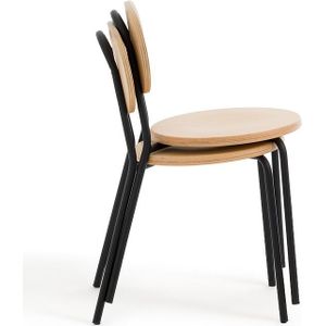 Set van 2 stapelbare stoelen, Loumi LA REDOUTE INTERIEURS. Metaal, hout materiaal. Maten één maat. Beige kleur