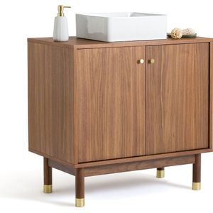 Lambro - Wastafelmeubel - Donker Hout - MDF met Notenhoutfineer
