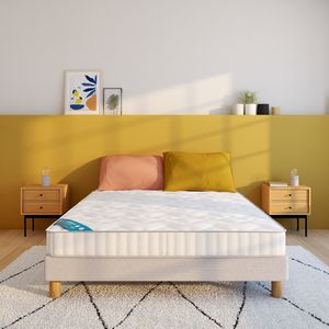 Set matras in mousse met vormbehoud + bedbodem LA REDOUTE INTERIEURS. Multiplex materiaal. Maten 90 x 190 cm. Wit kleur