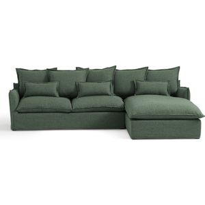 Omvormbare hoekbank van polyester, Odna LA REDOUTE INTERIEURS. Polyester materiaal. Maten linkerhoek. Groen kleur