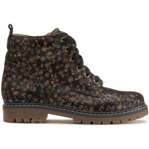 Boots met rits, in leer met bloemenprint LA REDOUTE COLLECTIONS. Leer materiaal. Maten 33. Zwart kleur