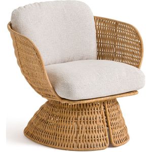 Fauteuil in rotan en kussens in katoen, Liam. AM.PM. Rotan materiaal. Maten één maat. Beige kleur