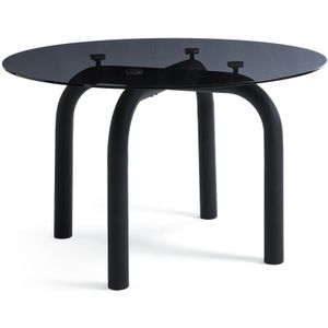 Ronde tafel, smocked glas, 4-personen, Polly LA REDOUTE INTERIEURS. Glas, metaal materiaal. Maten 4 personen. Zwart kleur