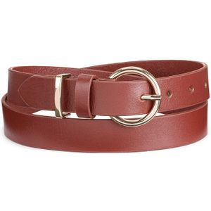 Leren riem met goukleurige gesp LA REDOUTE COLLECTIONS. Leer materiaal. Maten 100 cm. Kastanje kleur