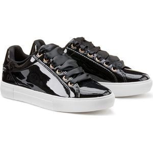 Gelakte sneakers met satijnen veters LA REDOUTE COLLECTIONS PLUS. Synthetisch materiaal. Maten 41. Zwart kleur