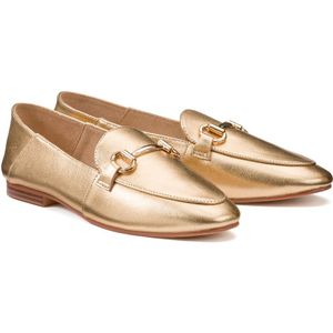 Loafers in leer met morsetti LA REDOUTE COLLECTIONS. Leer materiaal. Maten 41. Goudkleur kleur