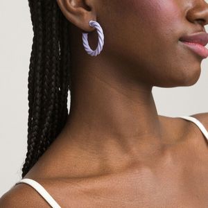 LA REDOUTE COLLECTIONS - Creoolse Oorringen - Roze en Lila - Staal en Rubber