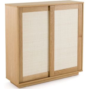 Boekenkast module met eiken fineer/rotan, Palano LA REDOUTE INTERIEURS. Hout, medium (MDF) materiaal. Maten één maat. Kastanje kleur