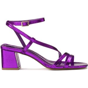 Metallic sandalen met hak, enkelbandje LA REDOUTE COLLECTIONS. Synthetisch materiaal. Maten 36. Violet kleur