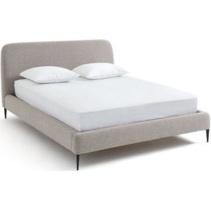 Bed met bedbodem, Oscar design E. Gallina AM.PM. Stof materiaal. Maten 180 x 200 cm. Grijs kleur