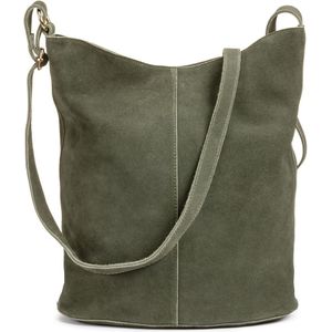 Hobo tas in leer LA REDOUTE COLLECTIONS. Onbewerkt leer materiaal. Maten één maat. Groen kleur