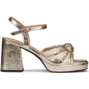 Metallic sandalen met plateauzool LA REDOUTE COLLECTIONS PLUS. Synthetisch materiaal. Maten 39. Goudkleur kleur