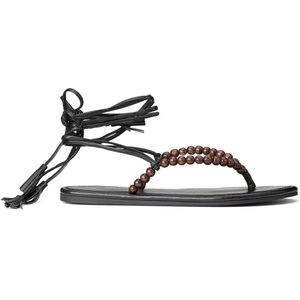 Sandalen in leer met teenstuk en parels LA REDOUTE COLLECTIONS. Leer materiaal. Maten 37. Zwart kleur