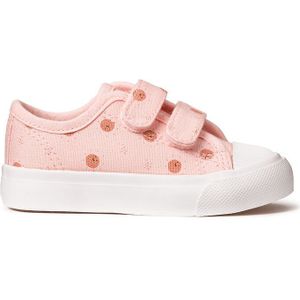 Sneakers met klittenband, zon motieven LA REDOUTE COLLECTIONS. Katoen materiaal. Maten 20. Roze kleur