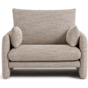 Fauteuil in gespikkelde keperstof, Luciano AM.PM. Gespikkelde keperstof materiaal. Maten 1-zit. Beige kleur