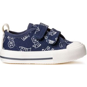 Sneakers met klittenband, dierenprint LA REDOUTE COLLECTIONS. Katoen materiaal. Maten 20. Blauw kleur