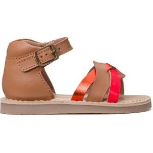 Sandalen in leer met bandjes LA REDOUTE COLLECTIONS. Leer materiaal. Maten 22. Kastanje kleur