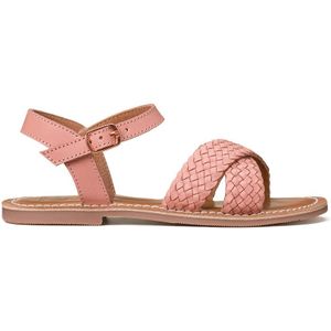 Sandalen in leer met gevlochten bandjes LA REDOUTE COLLECTIONS. Leer materiaal. Maten 26. Roze kleur