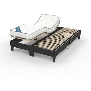 Elektrisch ensemble met noppen met houteffect, schuimmatras LA REDOUTE INTERIEURS. Multiplex materiaal. Maten 2 x 80 x 200 cm. Grijs kleur