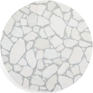 Tafelblad in terrazzo Ø100 cm, Aradan AM.PM. Terrazzo materiaal. Maten 4 personen. Wit kleur