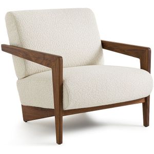 Fauteuil in massief notenhout en bouclette, Izag