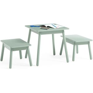 Set kindertafel en 2 banken, Cuadera LA REDOUTE INTERIEURS. Hout, medium (MDF) materiaal. Maten één maat. Groen kleur