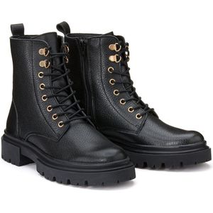 Bottines in leer met veters, gegroefde zool LA REDOUTE COLLECTIONS. Leer materiaal. Maten 40. Zwart kleur