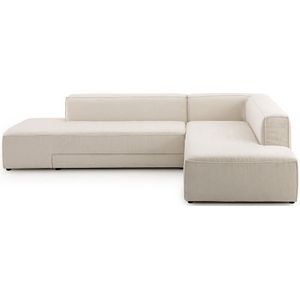 Omvormbare hoekbank in getextureerd fluweel, Ginosa LA REDOUTE INTERIEURS. Getextureerd fluweel materiaal. Maten linkerhoek. Beige kleur