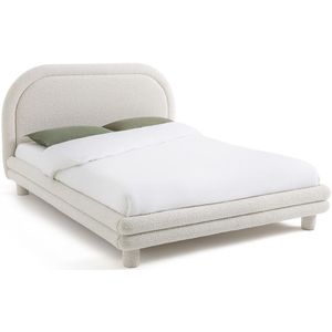 Bed met lattenbodem, bouclette stof, Mendosa LA REDOUTE INTERIEURS. Stof materiaal. Maten 160 x 200 cm. Beige kleur