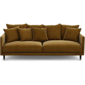 Fluwelen bank, Lazare AM.PM. Fluweel materiaal. Maten 5-zit. Kastanje kleur