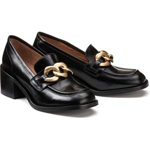 Leren loafers met hak, met ketting LA REDOUTE COLLECTIONS. Leer materiaal. Maten 38. Zwart kleur