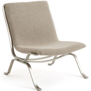 Fauteuil in mêlee geweven stof, satijnnikkel, Pawel AM.PM. Metaal materiaal. Maten één maat. Beige kleur