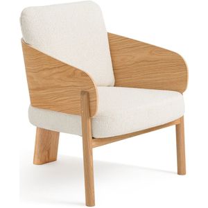 Fauteuil eik/bouclette Marais, design E Gallina AM.PM. Bouclette materiaal. Maten één maat. Beige kleur