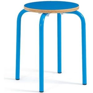 Hiba - Lage Kruk - Blauw - Metaal, Hout