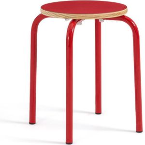 Lage kruk, stapelbaar, school spirit Hiba LA REDOUTE INTERIEURS. Metaal, hout materiaal. Maten één maat. Rood kleur