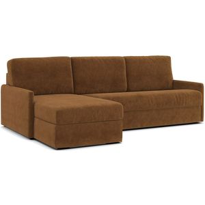 Hoekbank-bed fluweel, mousse Marta LA REDOUTE INTERIEURS. Fluweel materiaal. Maten omkeerbare hoek. Kastanje kleur