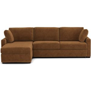 Hoekbank-bed fluweel, latex, Timor LA REDOUTE INTERIEURS. Fluweel materiaal. Maten omkeerbare hoek. Kastanje kleur