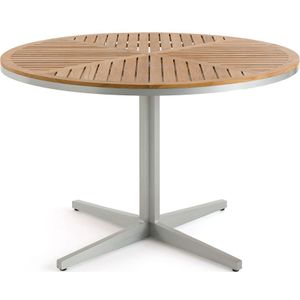 Ronde tuintafel in teak/aluminium, Maestrale AM.PM. Alu materiaal. Maten 4 personen. Beige kleur