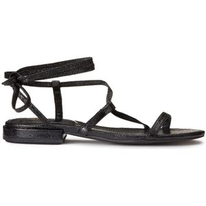 Metallic sandalen, enkellint en platte hak LA REDOUTE COLLECTIONS. Synthetisch materiaal. Maten 42. Zwart kleur