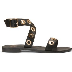 Leren sandalen met oogjes, enkelbandje LA REDOUTE COLLECTIONS. Leer materiaal. Maten 41. Zwart kleur