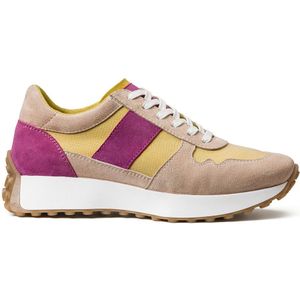 Sneakers met sleehak, running stijl LA REDOUTE COLLECTIONS. Leer materiaal. Maten 41. Beige kleur