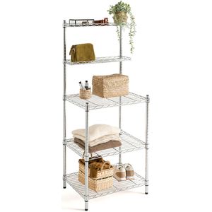 Fozzo - Stalen Metalen Rek - Chroom - 5 Planken