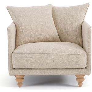 Fauteuil in bouclette, Lazare AM.PM. Bouclette materiaal. Maten 1-zit. Beige kleur