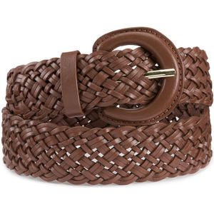 Riem in gevlochten leer LA REDOUTE COLLECTIONS. Leer materiaal. Maten 75 cm. Kastanje kleur