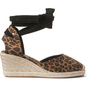 Espadrilles met sleehak, veter aan de enkel LA REDOUTE COLLECTIONS PLUS. Synthetisch materiaal. Maten 38. Kastanje kleur