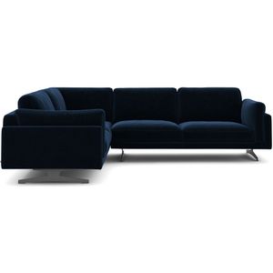 Hoekbank fluweel, César AM.PM. Fluweel materiaal. Maten rechterhoek. Blauw kleur
