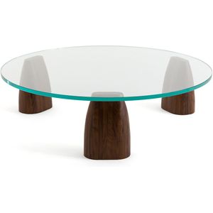 Ronde salontafel met 3 poten, Clay AM.PM. Glas materiaal. Maten één maat. Kastanje kleur