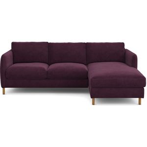 Hoekbank in fluweel, rechts, Loméo LA REDOUTE INTERIEURS. Fluweel materiaal. Maten rechterhoek. Rood kleur