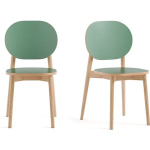 Set van 2 eiken gefineerde stoelen en Formica, Quillan