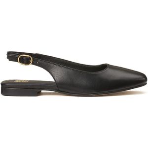 Ballerines slingback in leer, platte hak LA REDOUTE COLLECTIONS. Leer materiaal. Maten 40. Zwart kleur